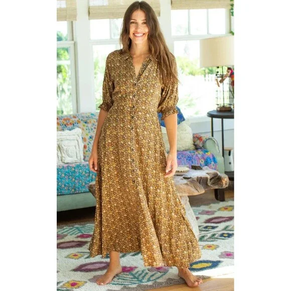 knee length dresses for ladies Gwyneth Dress in Dutch Floral – Louise New York main image 1